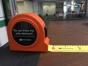 Custom built tape measure display safety campaign
