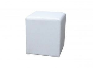Square Ottoman White Leather