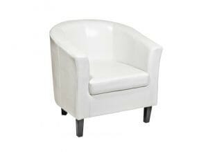 Tub Chair White Leather