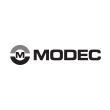 Logo with a metallic "M" inside a silver circle on a black background, followed by the text "MODEC" in sleek, dark gray letters, conveying a modern tone.