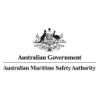 The image shows the logo of the Australian Maritime Safety Authority, featuring the Australian Government crest with text below on a black background.