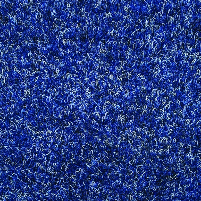 Close-up of dense, textured jetty blue velour with intricate loops and curls, creating a rich, vibrant, and slightly chaotic appearance