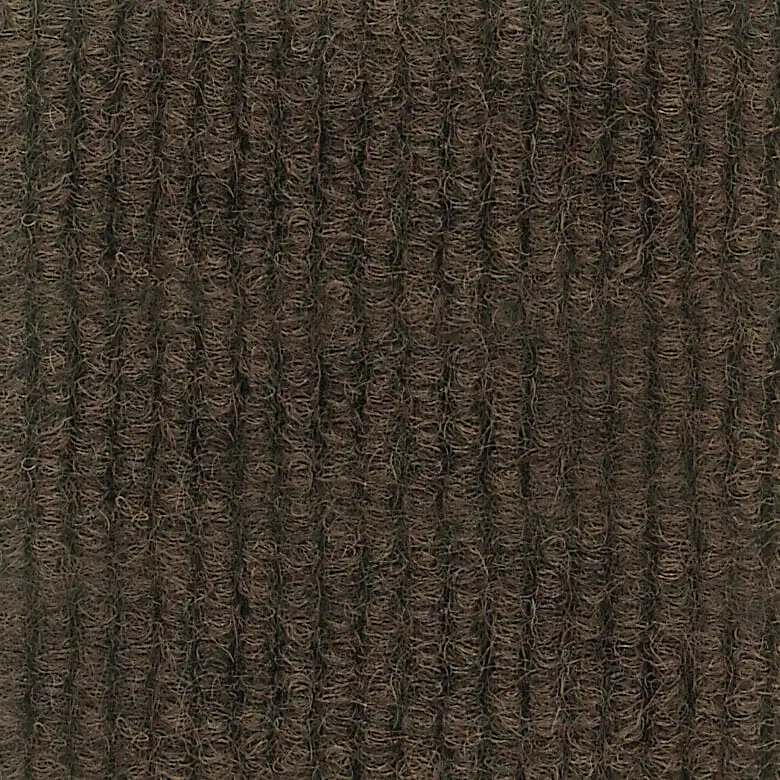 Brown textured carpet with a ribbed pattern running vertically. The material appears coarse and dense, giving a rustic and cozy feel.